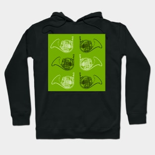 Lime Green French Horn Pattern Hoodie